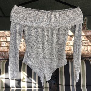 Long sleeve off the shoulder body suit